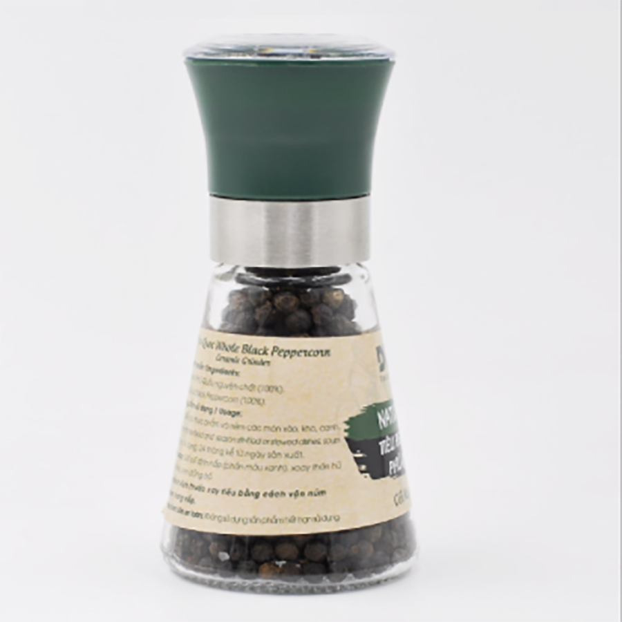 Tiêu Đen Hạt Phú Quốc - Nắp cối xay Ceramic Natural - 45g