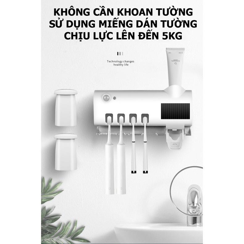 Giá treo bàn chải khử trùng bằng tia cực tím kèm bộ nhả kem đánh răng tiện lợi - VL24