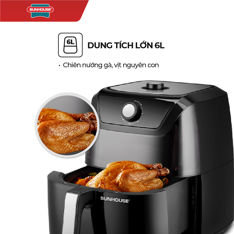 Nồi chiên không dầu 6L Sunhouse SHD4028 - Hàng chính hãng