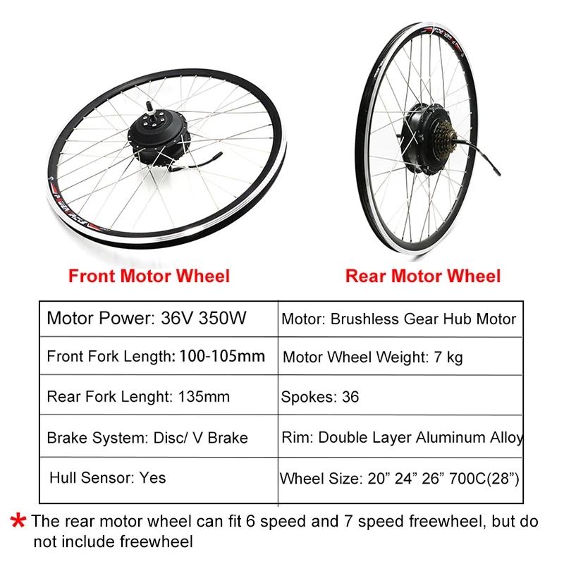 Bộ dụng cụ xe đạp điện miễn phí vận chuyển 36V 350W Bộ xe đạp điện Ebike Color: 27.5inch front LCD