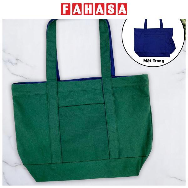 Túi Vải Tote 2 In 1 Phối 2 Màu - Saigon ZeroWaste - Màu Xanh Lá + Xanh Dương