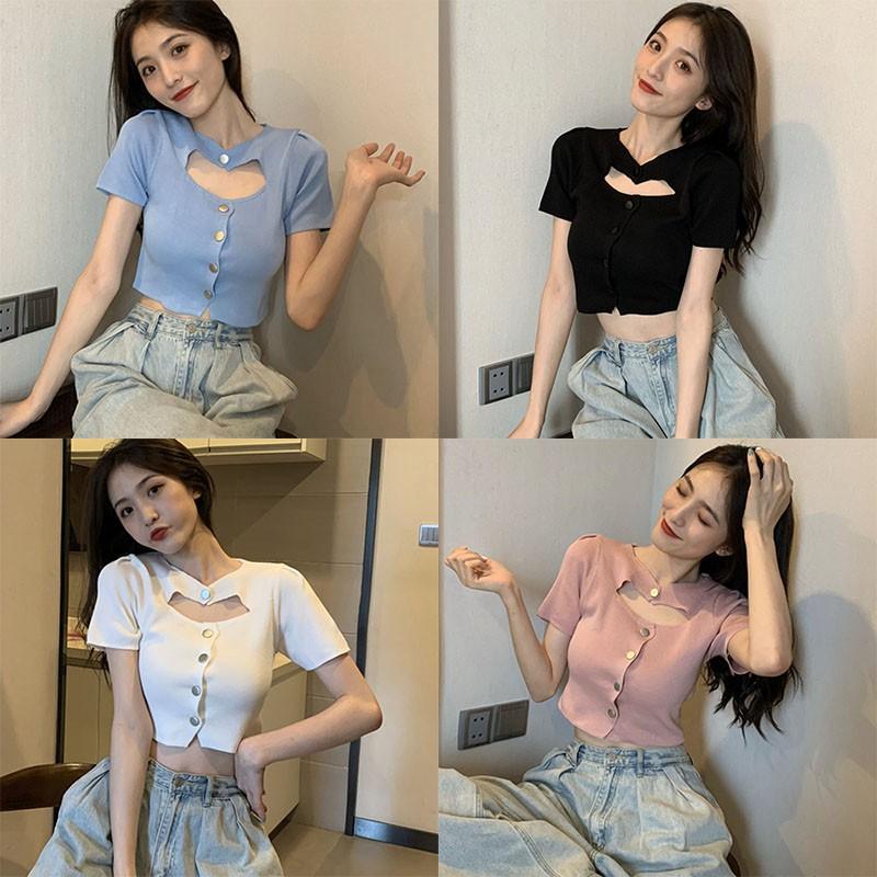 Áo Thun Ngắn Tay Cổ Tròn Ôm Dáng Thời Trang Dành Cho Nữ