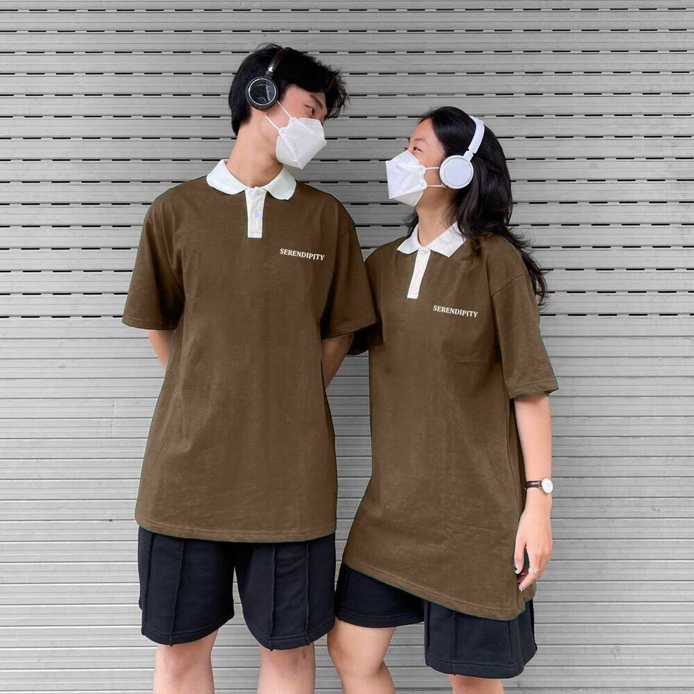 Áo polo unisex form rộng chất vải cotton cá sấu thoáng khí mềm mại họa tiết thêu