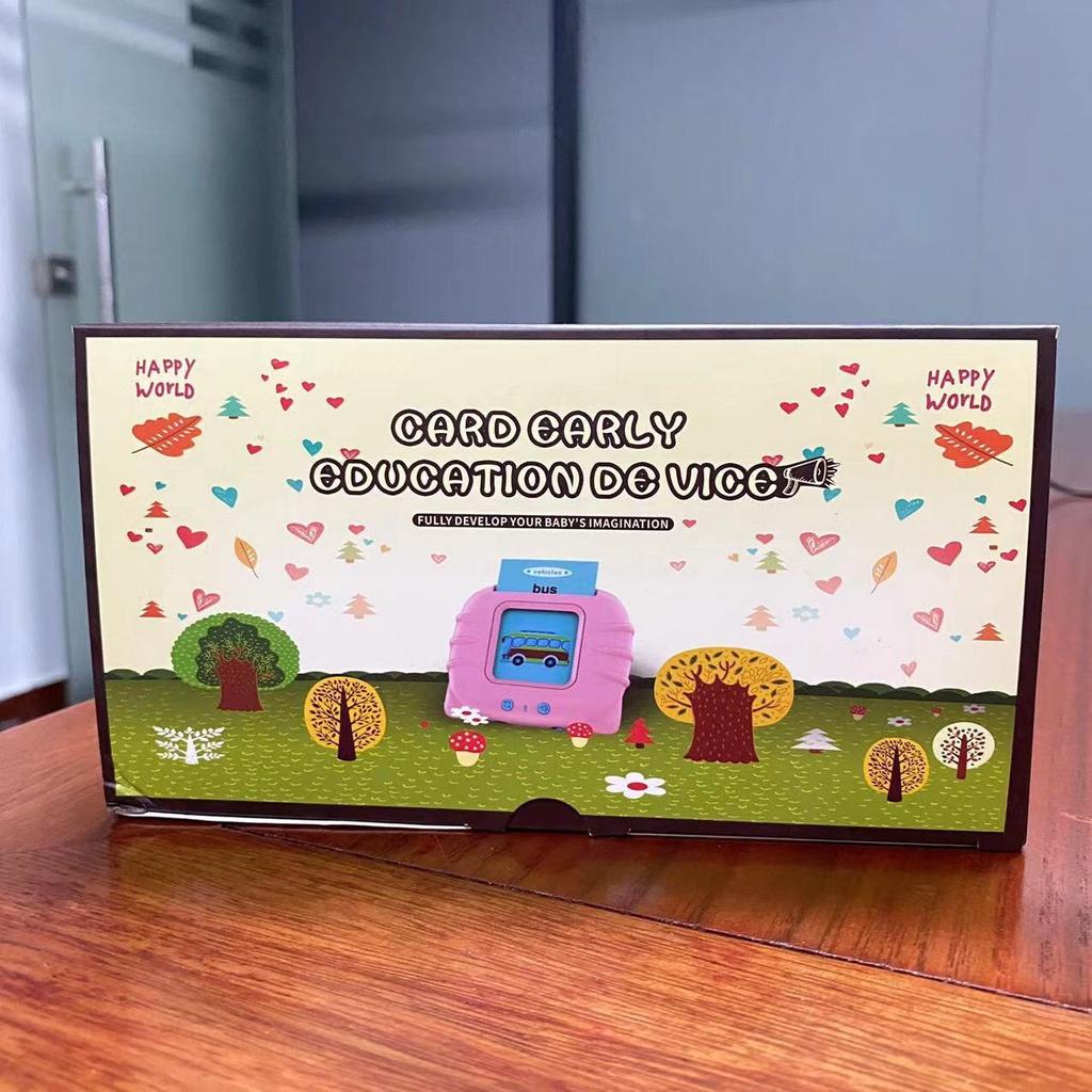 Máy Đọc Thẻ Flashcard Tiếng Anh Cho Bé- 112 thẻ 224 từ vựng Happu world- Sạc cổng USB không sóng điện từ