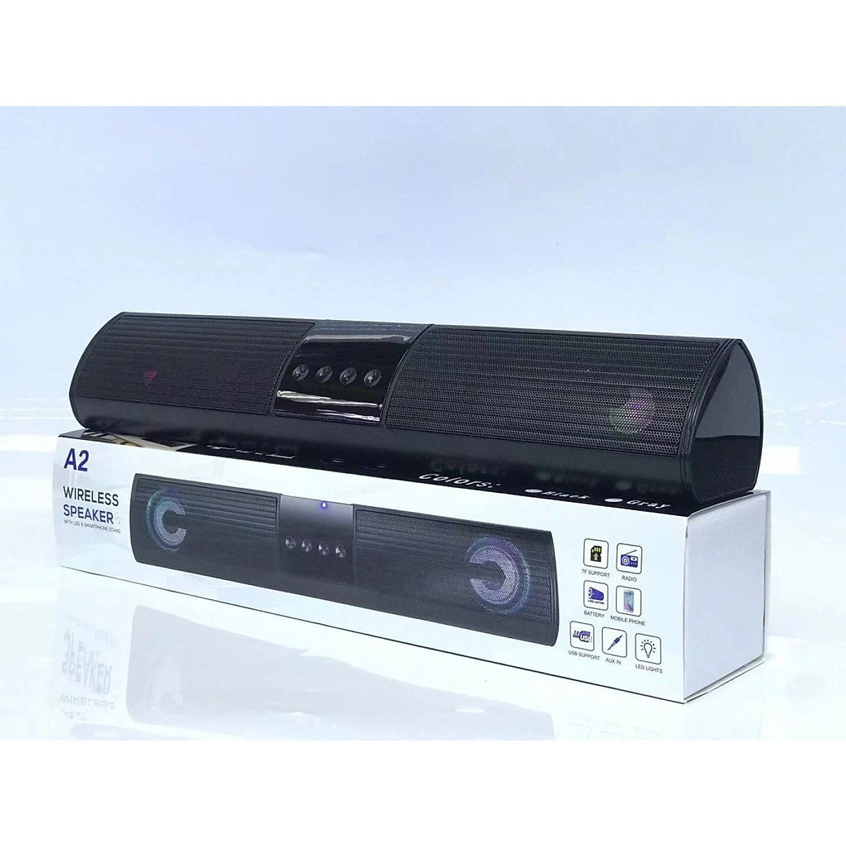 Loa bluetooth speaker ROYALMIC A2 dáng dài 2 loa cực đỉnh –  Kiểu dáng sang trọng hỗ trợ thẻ nhớ, đài FM - Hàng chính hãng