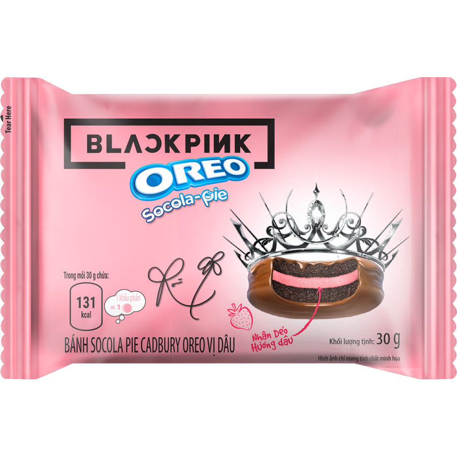 [Limited Edition] Combo 2 hộp Bánh OREO Pie BLACKPINK vị Dâu 2x180g (Tặng kèm 2 thẻ hình BLACKPINK)