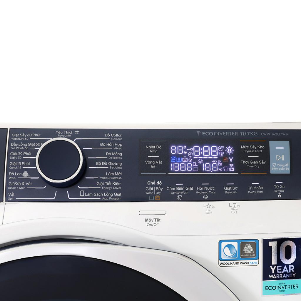 Máy giặt sấy quần áo Electrolux EWW1142Q7WB (Giặt 11kg, Sấy 7kg) - Hàng chính hãng bảo hành 24 tháng