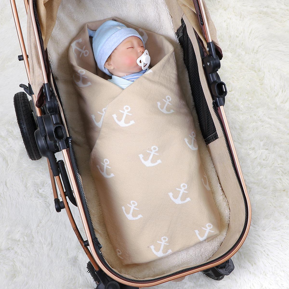 Chăn Thú Bông Dệt Kim 100% Cotton Sơ Sinh Bebes Đầm Bọc Cho Trẻ Sơ Sinh Bé Trai Bé Gái Xe Đẩy Chăn Ga Gối Sofa Bọc Ghế Xe Ô Tô 100*80Cm