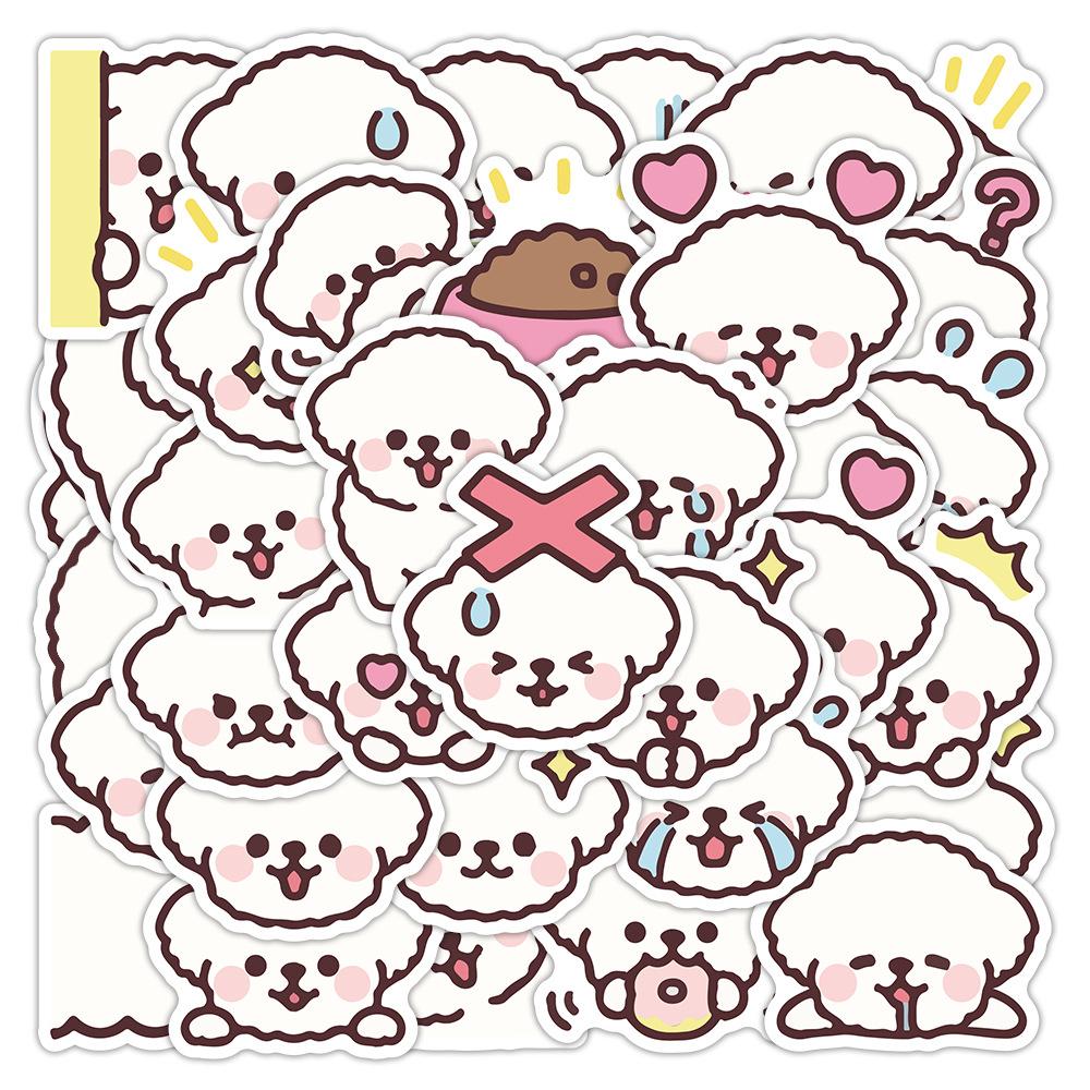 Sticker CHÓ POODLE TRẮNG CHIBI hoạt hình cute trang trí mũ bảo hiểm,guitar,ukulele,điện thoại,sổ tay,laptop-mẫu S131