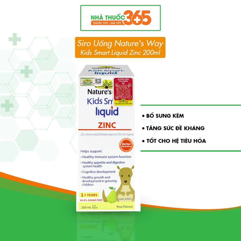 Siro Uống Nature's Way Kids Smart Liquid Zinc Bổ Sung Kẽm, Tăng Sức Đề Kháng Cho Bé 200ml