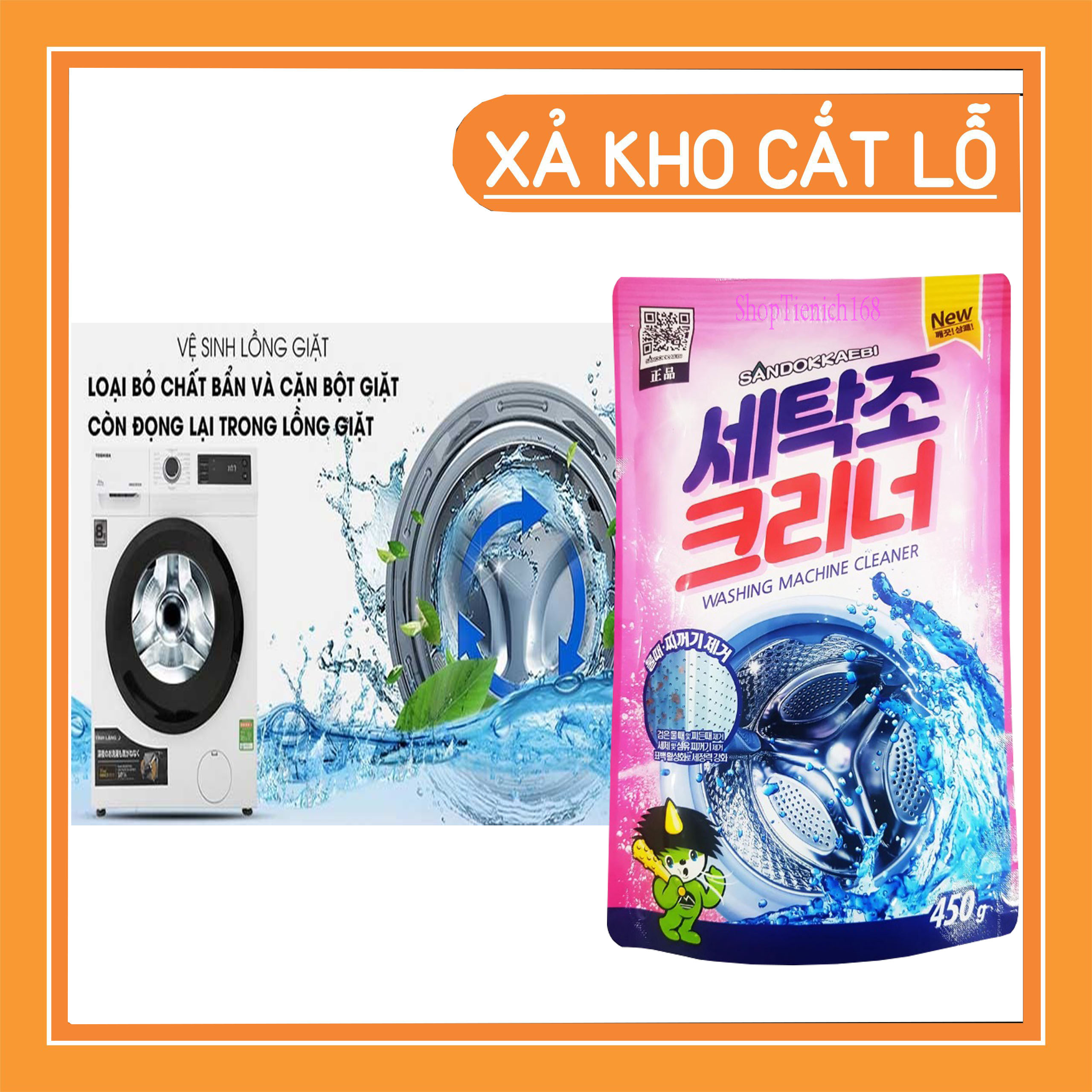  Combo 4 gói bột tẩy vệ sinh lồng máy giặt Sandokkaebi 450g Hàn Quốc - Hàng nhập khẩu