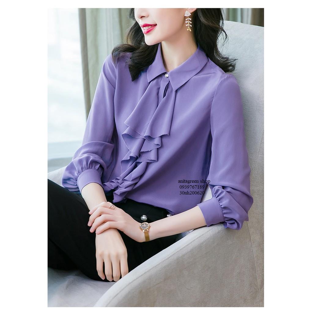 Nh200620-ÁO SƠ MI NỮ BÈO MÀU TÍM