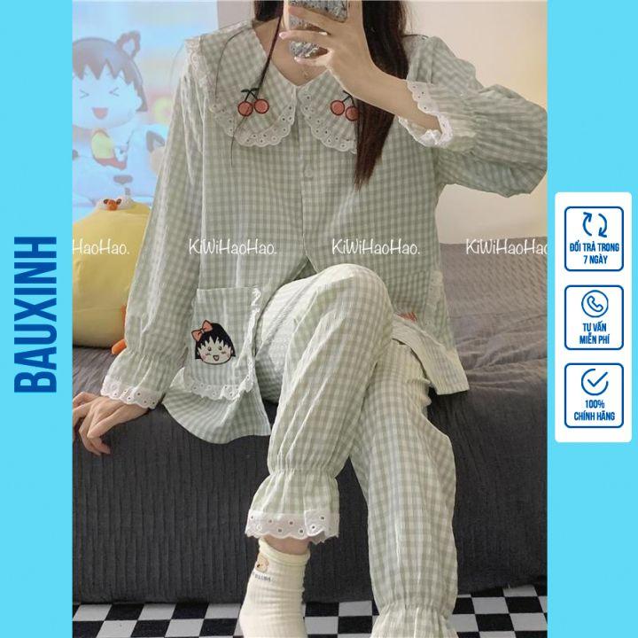 Bộ bầu và sau sinh dài tay kẻ, cổ sen ren siêu xinh, có khoá kéo cho bé ti