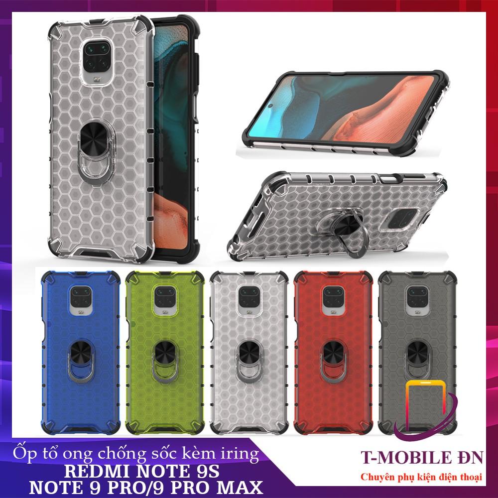 Ốp lưng cho Xiaomi Redmi Note 7 Pro 8 Pro Note 9S 9 Pro Max 10X 4G chống sốc họa tiết tổ ong kèm nhẫn iring