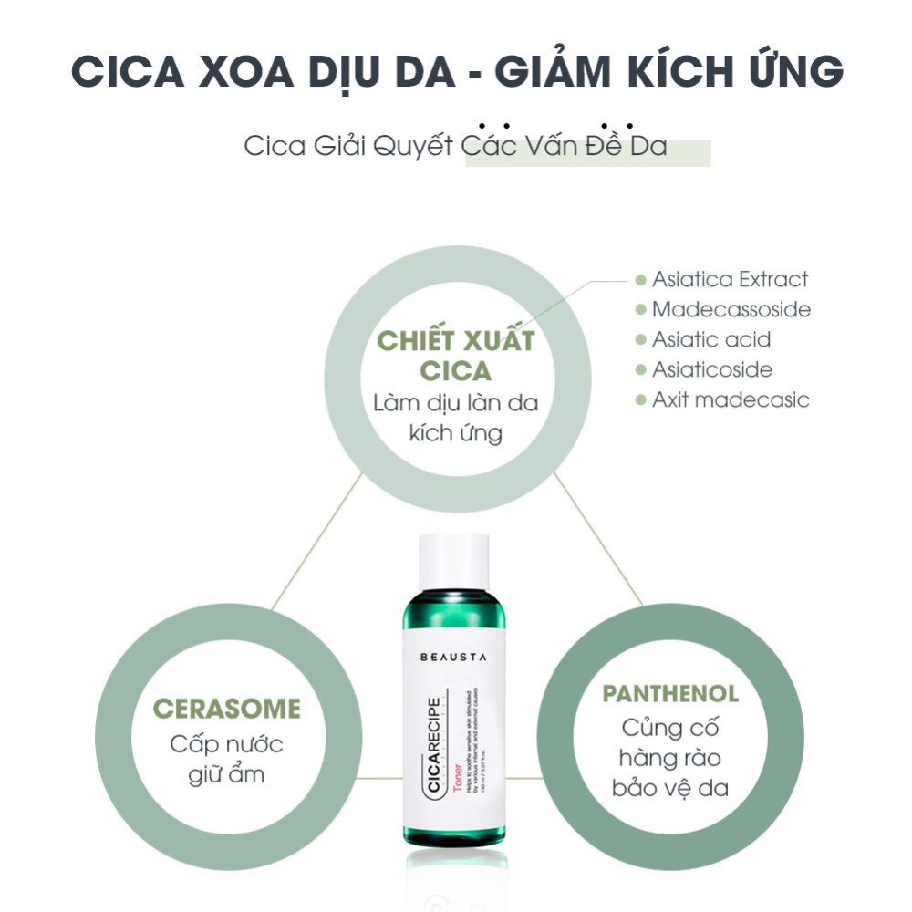 Nước hoa hồng cấp ẩm - bổ sung dưỡng chất làm dịu da chiết xuất rau má Beausta Cicarecipe Toner 150ml