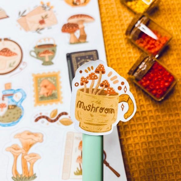 Sticker sheet vintage mushrooms - chuyên dán, trang trí sổ nhật kí, sổ tay | Bullet journal sticker - unim055