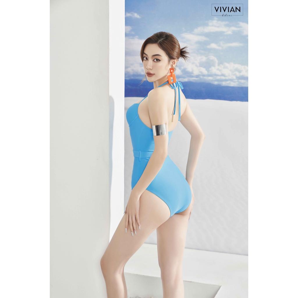 Đồ bơi nữ cao cấp  dạng một mảnh cup ngang, eo tạo hình cách điệu - màu Xanh da trời - VS088_BU