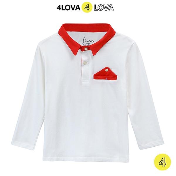 Áo polo dài tay cổ đức bé trai 4LOVA chất thun cotton co giãn mềm mại