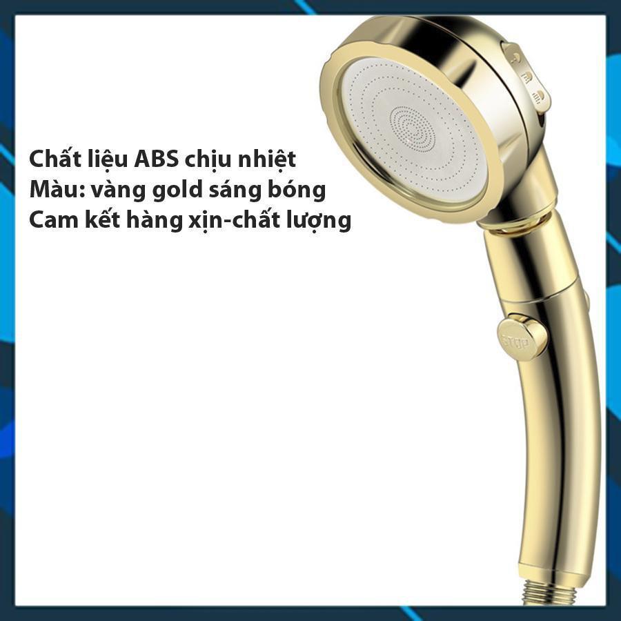 Vòi Sen Tăng áp Có Nút Khóa Nước 3 chế độ Phun, Xoay 360 độ Hàng Xịn - Vàng Gold 206783