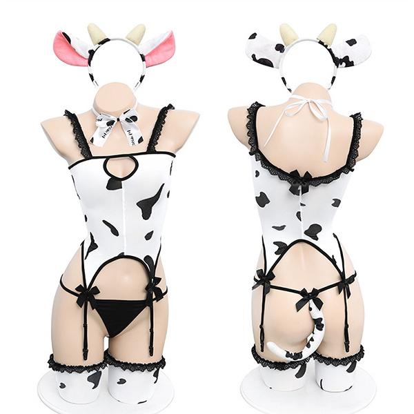 Cosplay bò sữa sexy đáng yêu bodysuit đồ ngủ liền thân kèm kẹp tất bé bò cao cấp gợi cảm / cow girls BIKI HOUSE N791