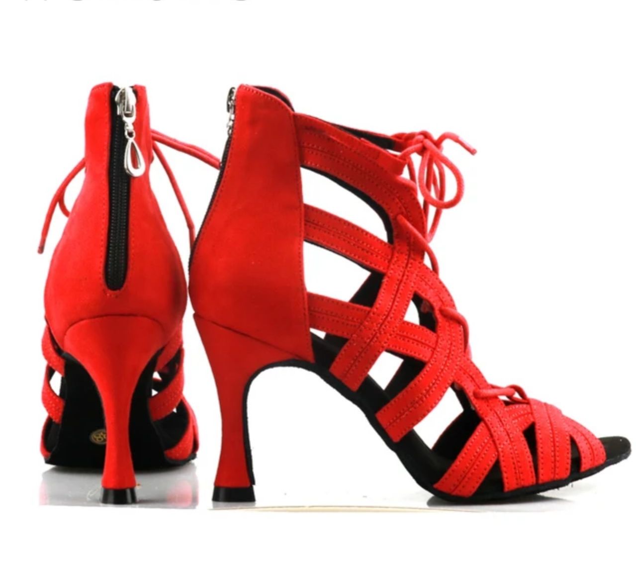 Giày boots latin khiêu vũ cột dây cao cấp-đế da mềm mẫu mới 7cm