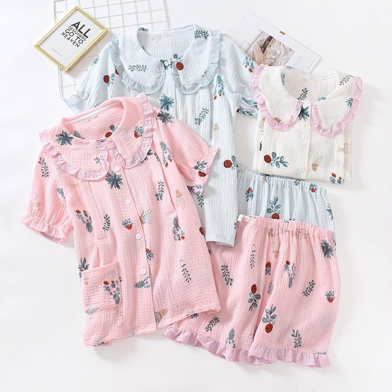 Bộ Pijama Sau Sinh Vải Xô Nhăn - Cộc tay N24