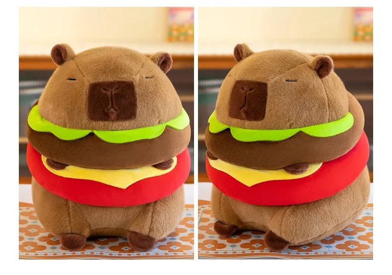 Thú nhồi bông Capybara bánh mì hamburger Đáng Yêu - Size từ 35cm đến 80cm - Quà tặng gấu bông chuột lang nước capy bara đáng yêu siêu mập