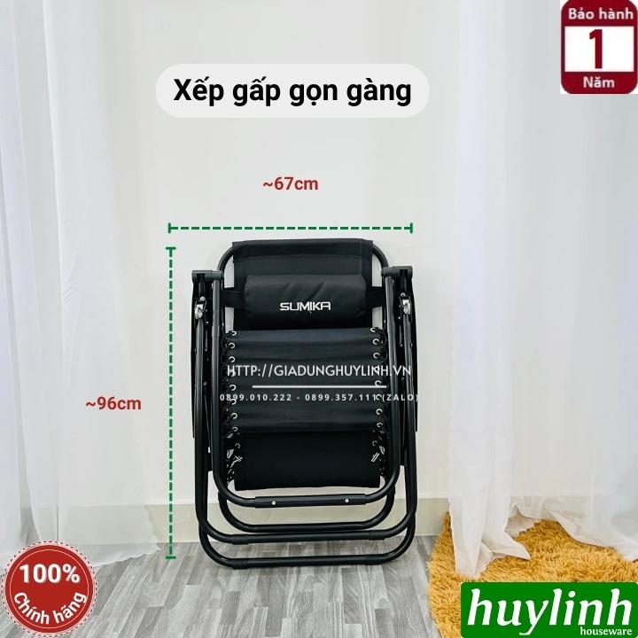 Ghế xếp gấp thư giãn Sumika 179A - Khoá kim loại - Tải trong 200kg - Tặng khay để ly - Hàng chính hãng bảo hành 12 tháng