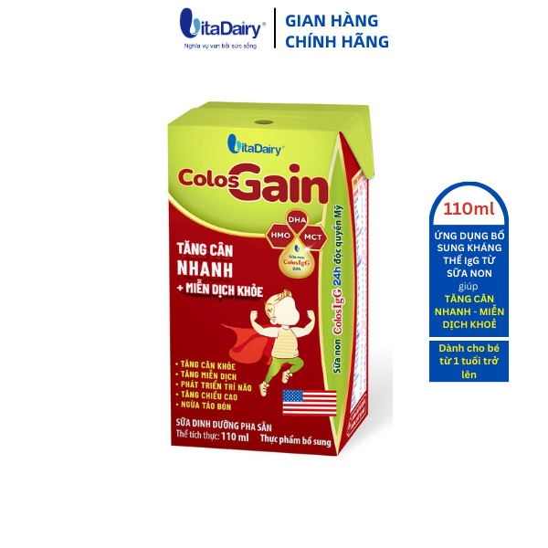 SBPS Colos Gain 110ml giúp bé tăng cân nhanh, miễn dịch khỏe, ngừa táo bón - VitaDairy