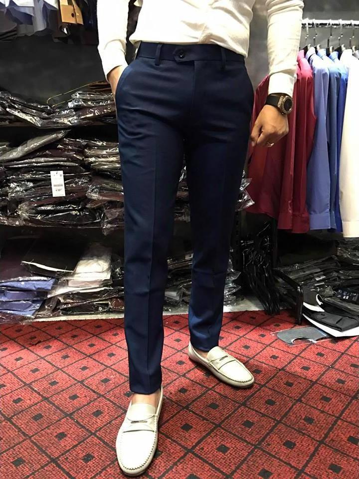 Quần Âu nam Xám Ngà Quần Tây nam Xám Ngà dáng hàn quốc, vải không xù nhăn