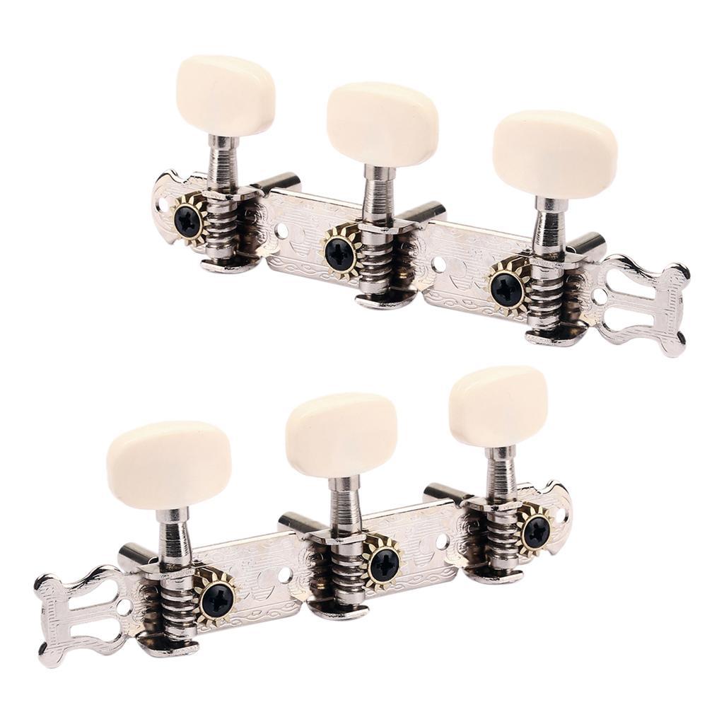 A Set Classical Guitar Tuner Tuning Keys Pegs White Machine Heads