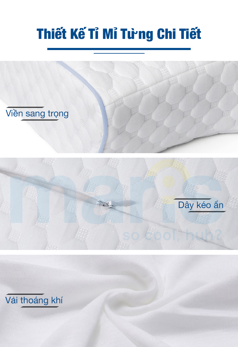 Gối Ngủ Cao Su Non Memory Foam Cao Cấp Maris MR-706 - chống đau mỏi vai gáy - đốt sống cổ