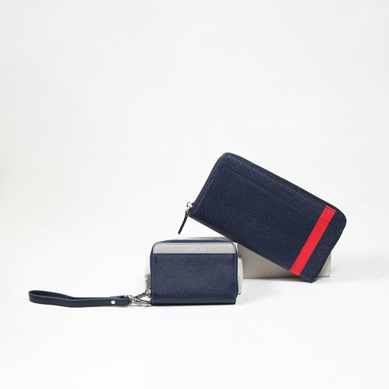 Ví Couple HAVIAS Mini Versa &amp; The Viva Zipped Long Wallet Xanh Navy - Chính hãng tại HAVIAS