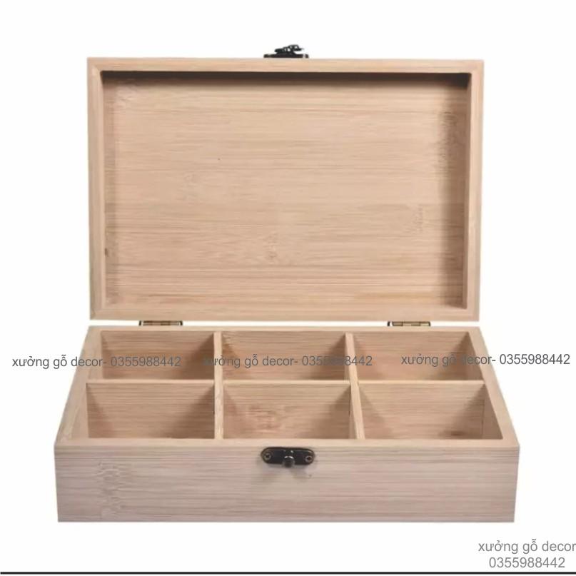 Hộp Gỗ Đựng Đồ Chia Ngăn Trang Trí Đựng Trà, Bánh, Trang Sức- Hộp Gỗ Quà Tặng - Woody Box