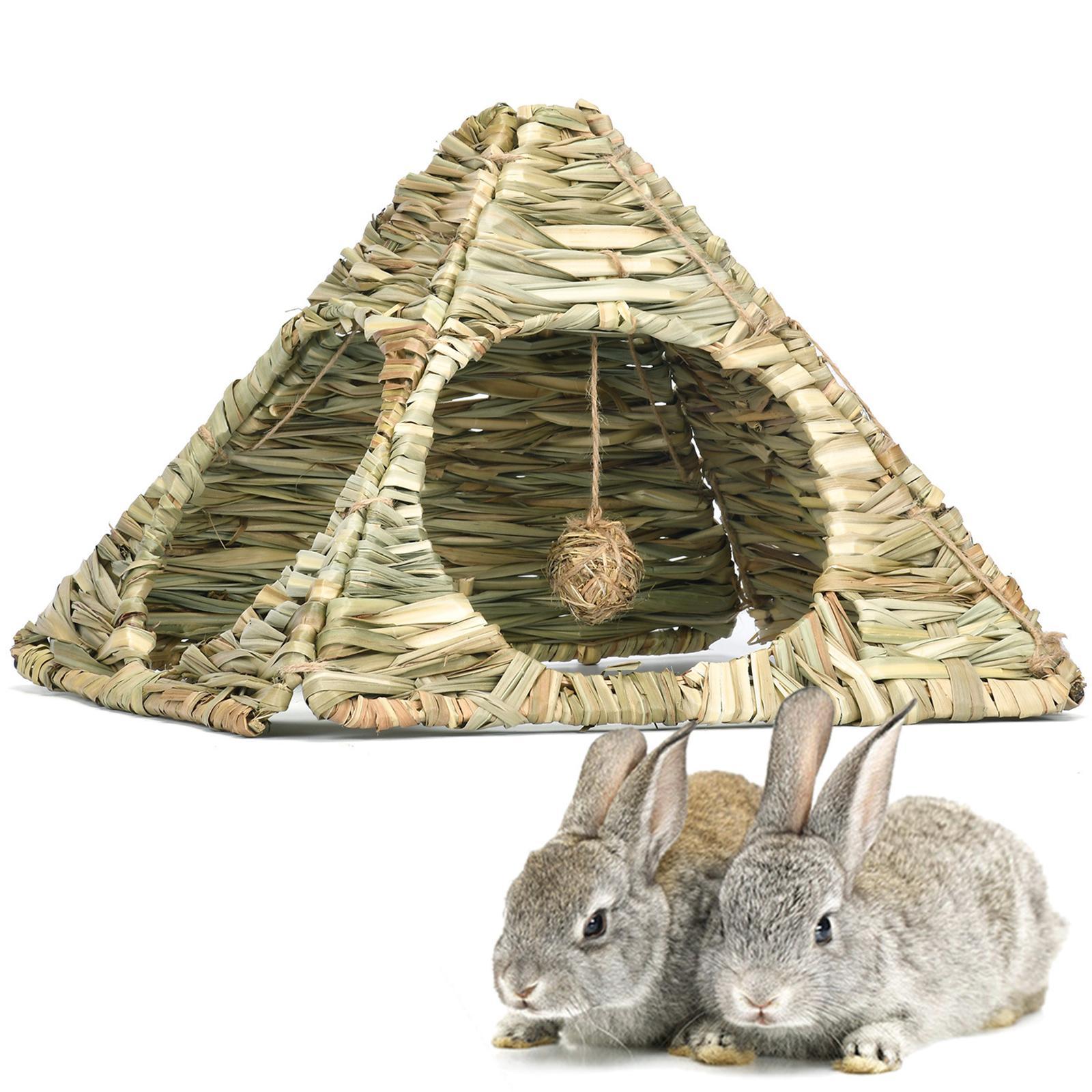 For Rabbit Foldable Woven Hideaway Hut for Gerbil Canary Hamster
