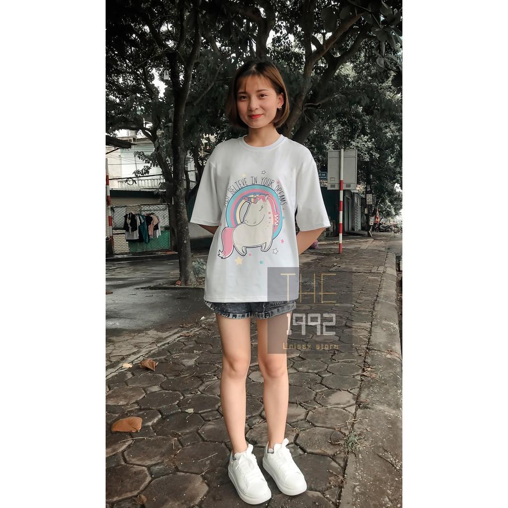 Áo thun áo phông tay lỡ Unisex nam nữ UNICORN 3 màu full size M L XL THE 1992