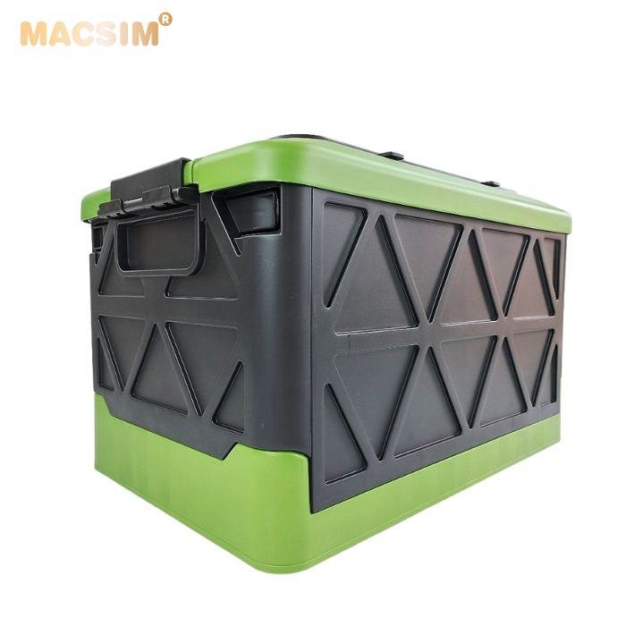 Hộp đựng đồ xếp gọn 2 ngăn 50L kích thước 50cm x 34cm x 31cm - hộp đựng đồ trong cốp ô tô nhãn hiệu Macsim chất liệu PP cao cấp màu đen pha xanh lá