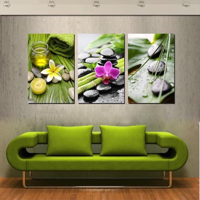 Tranh treo tường,Bộ 3 tranh canvas trang trí quán SPA 40*60 không khung