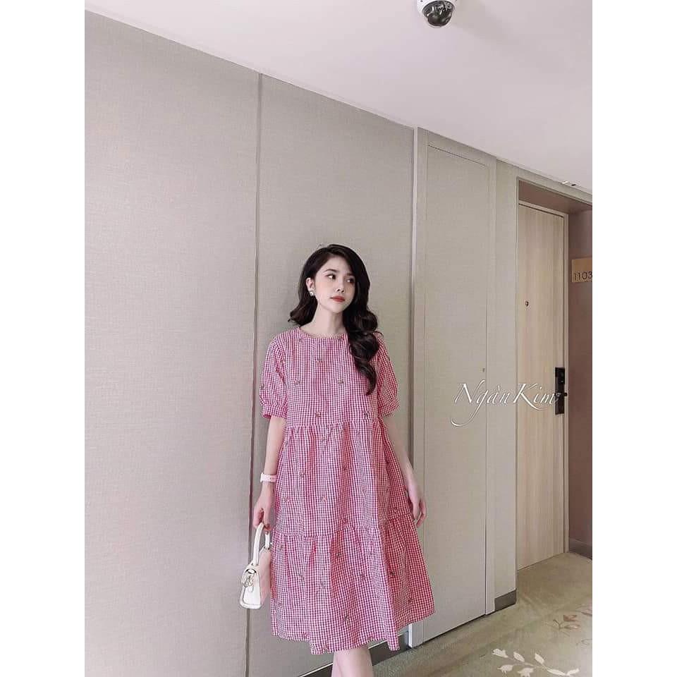 Váy bầu kẻ cao cấpthiết kế sang chảnh mặc đi làm đi chơi đều được