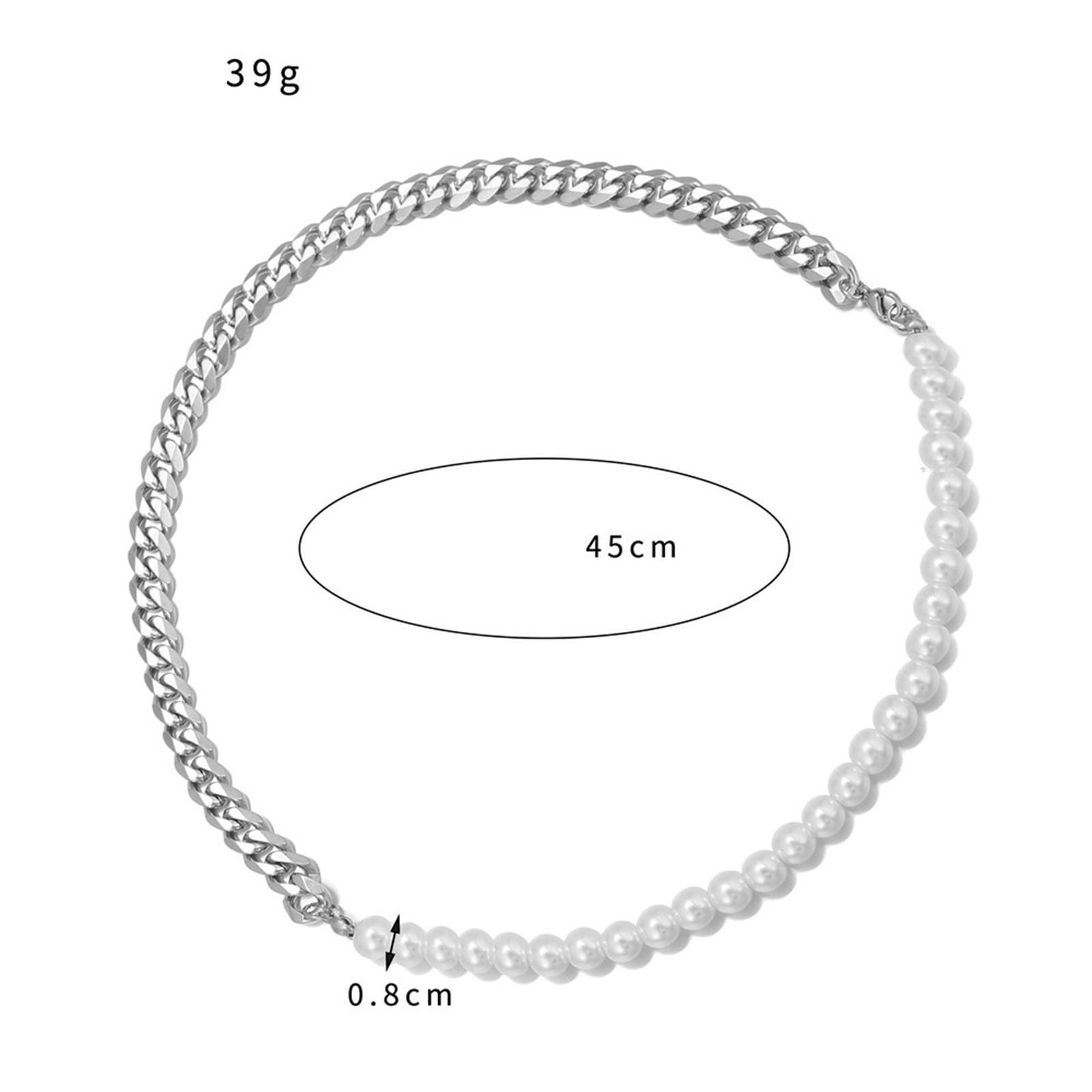 Stainless Steel Half Pearl Half Chain Necklace/Bracelet  Adjustable Size Easy to Match