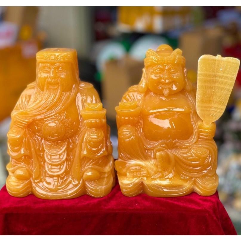 Bộ Thần Tài Thổ Địa Đá Ngọc Hoàng Long & Đá Onyx Xanh - Cao 15cm & 20cm