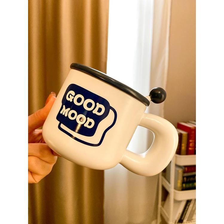 Cốc Sứ Cafe Sữa Tạo Động Lực Ngày Mới Cho Văn Phòng, Ăn Sáng Tại Nhà 380ml Có Nắp