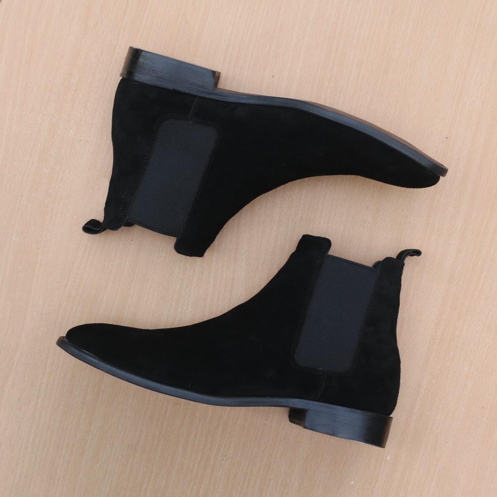 giày da nam Chealsea Boots classic cổ cao chun 2 bên da lộn đế cao su nguyên khối siêu êm, boot da nam thời trang