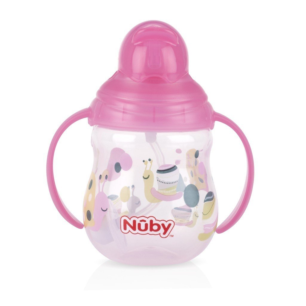 Bình uống nước 270ml, có ống hút làm bằng Silicone, vòi hút 360 độ