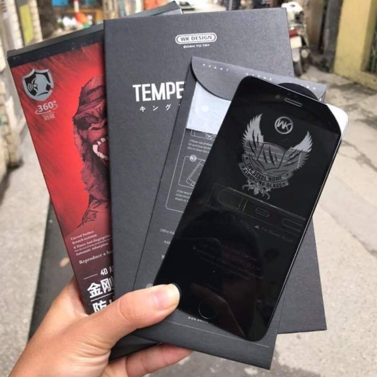 Kính Cường Lực Anti Peeping - Chống Nhìn Trộm WK KingKong Đỏ Dành Cho Các Dòng IPHONE - Hàng Nhập Khẩu