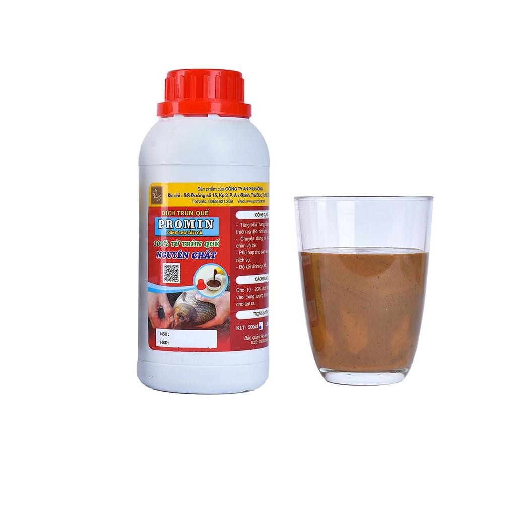 DỊCH TRÙN QUẾ PROMIN LÀM MỒI CÂU CÁ CHAI 500ML