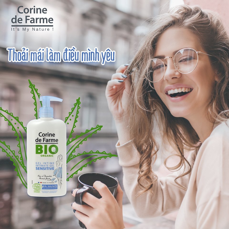 Gel rửa phụ khoa hữu cơ Corine de Farme BIO Organic Intimate Gel Sensitive 250ml