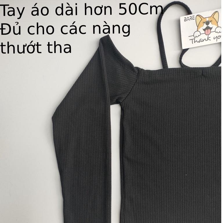 Áo kiểu hàn quốc tay dài BARE - áo trễ vai tay dài Chất Thun gân không xù lông - AO15