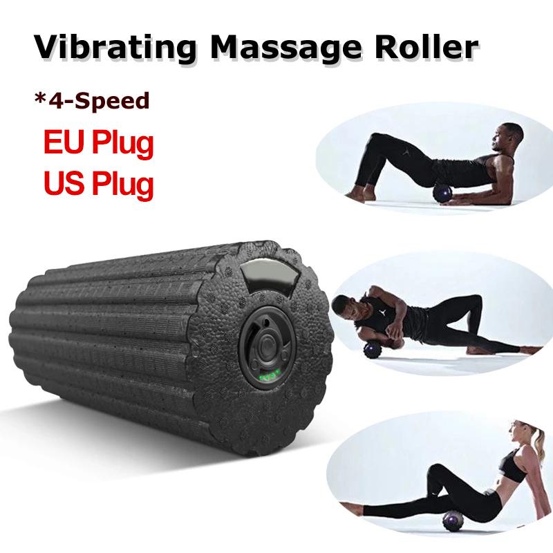 4 tốc độ rung điện yoga massage bọt massage sạc con lăn LEAR TUYỆT VỜI ĐIỀU CHỈ Color: pink eu plug