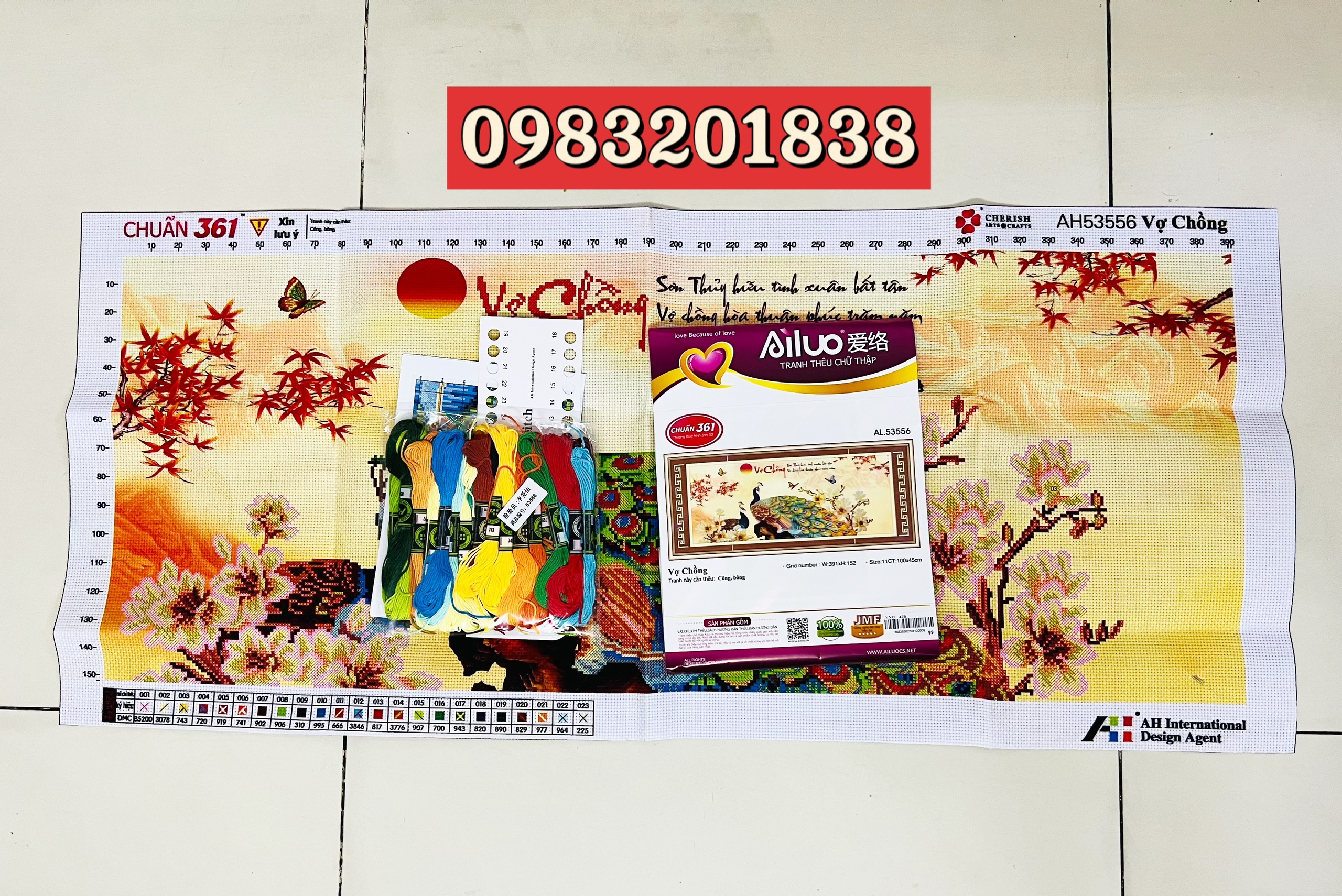 Tranh thêu chữ thập Vợ chồng AL53556, kích thước 100 x 45 cm
